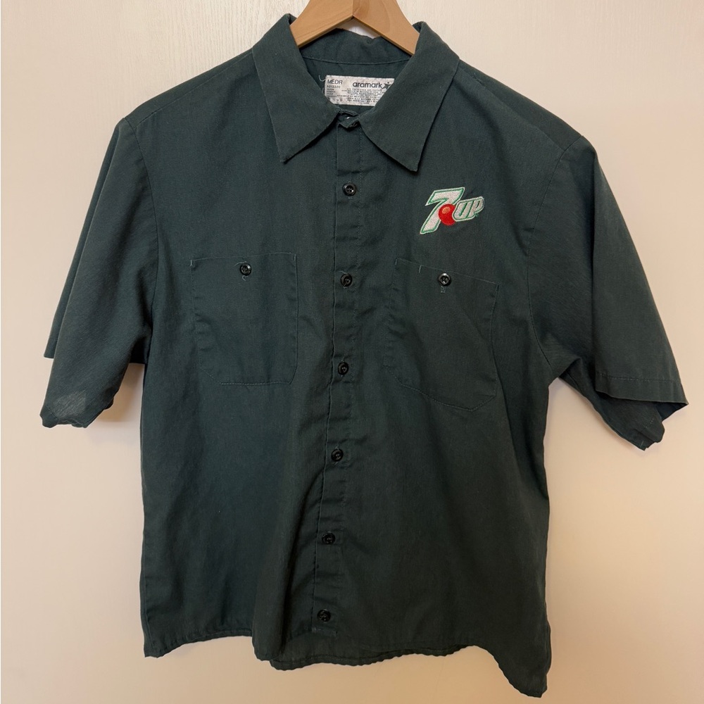 Aramark Dark Green Men's Short-Sleeve 7up Work Shirt
